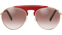 Leather Metal Gold Pilot Sunglasses